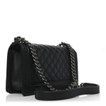Calfskin Quilted Medium Boy Flap Black