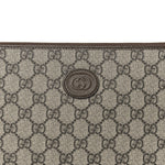 GG Supreme Monogram Azalea Calfskin Retro Interlocking G Wristlet Pouch Beige Ebony Brown Sugar