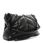 Lambskin Quilted Monogram Monochrome Medium Loulou Puffer Chain Satchel Black