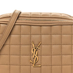 Lambskin Carre Quilted Cassandre Mini Camera Bag Natural Tan