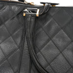 Calfskin Stitched Duffle Travel Bag Black