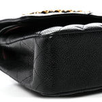 Caviar Quilted Medium Double Flap Black