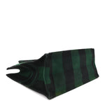Canvas Embroidered Large Checkered Book Tote Black Green
