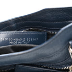 Chevre Silver Metallic Edge Hardware Mini City Bleu de Minuit