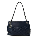 Lambskin Quilted Chanel 7 Large Tote Navy