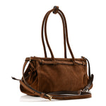 Suede Triangle Medium Bonnie Shoulder Bag Cacao