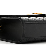 Grain De Poudre Textured Mixed Matelasse Triquilt Medium Monogram Satchel Black