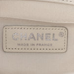 Lambskin Iridescent PVC Chevron Quilted Medium Boy Flap White Silver