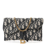 Oblique Saddle Chain Long Wallet Blue