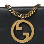 Roxy Calfskin Blondie Chain Shoulder Flap Bag Black