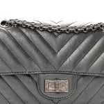 Metallic Aged Calfskin Chevron Quilted 2.55 Reissue Mini Flap Grey