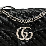 Sequin Matelasse Small GG Marmont Shoulder Bag Black