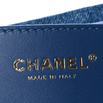 Washed Denim Quilted Small Chanel 25 Handbag Blue
