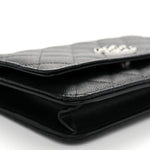 Caviar Quilted Chanel 19 Wallet On Chain WOC Black White