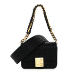 Canvas Woven Embroidered Small 4G Bag With Chain Black