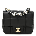 Lambskin Resin Crystal Square Quilted Mini Monacoco Flap Black