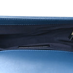 Calfskin Chevron Quilted Small Boy Flap Blue