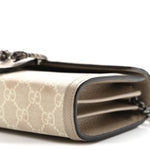 GG Supreme Monogram Textured Dollar Calfskin Mini Dionysus Chain Wallet Beige Mystic White Oatmeal
