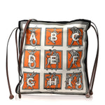 Satin Mythical Alphabet Drawstring Pouch Orange Black White