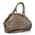 Snakeskin Embossed Calfskin Quilted Studded Beige