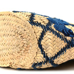 Embroidered Raffia Basket Tote Bag Natural Black Blue