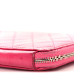 Lambskin Quilted Large Zip Around Organizer Wallet Pink