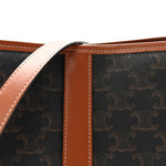 Triomphe Canvas Calfskin Small Bucket Bag Tan