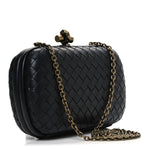 Nappa Intrecciato Chain Knot Clutch Black
