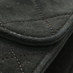 Suede Quilted Medium Single Flap Black