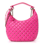 Nappa Small Rockstud Spike Hobo Fuxia