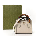 Monogram Jumbo GG Textured Dollar Calfskin Web Mini Diana Tote Bag Off White