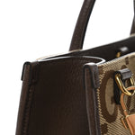 Monogram Jumbo GG Textured Dollar Calfskin Web Small Tote Bag Camel Ebony New Acero