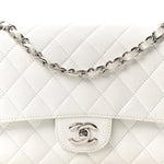 Caviar Quilted Medium Double Flap Ivory