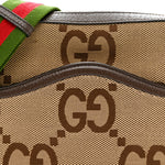 Monogram Jumbo GG Textured Dollar Calfskin Web Messenger Shoulder Bag Camel Ebony New Acero