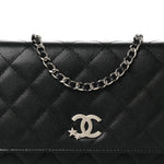 Caviar Quilted Crystal Star Wallet On Chain Black