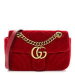 Velvet Matelasse Mini GG Marmont Shoulder Bag Hibiscus Red