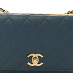 Lambskin Quilted Trendy CC Wallet On Chain WOC Blue