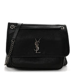 Grained Lambskin Monogram Large Niki Chain Satchel Black