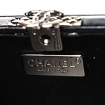 Crystal Calfskin Minaudiere Clutch Black