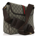 Tender GG Supreme Monogram Textured Dollar Calfskin Ophidia Messenger Bag Beige Ebony Dark Brown