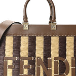 Paglia Pequin Vitello King Woven Medium Fendi Sunshine Shopper Tote Naturale Gianduia