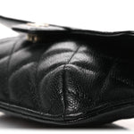 Caviar Fabric Foldable Tote Bag With Chain Black Multicolor