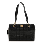 Caviar Stitched Chocolate Bar Shopping Tote Black