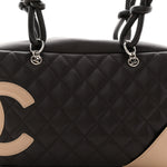 Calfskin Quilted Cambon Large Bowler Brown Beige