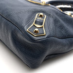 Chevre Gold Metallic Edge Hardware Town Bleu Nuit Dark Sea