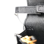 Saffiano Metal Flap Wallet With Strap Black