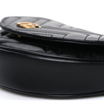 Calfskin Matelasse Mini GG Marmont Chain Half Moon Crossbody Bag Black