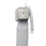Iridescent Calfskin Chevron Quilted Small Urban Spirit Backpack Silver