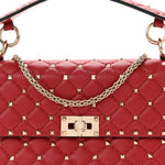 Nappa Medium Rockstud Spike Shoulder Bag Rosso Valentino