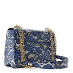 Calfskin Lace Flower Inlay Twist Shoulder Bag MM Navy Black